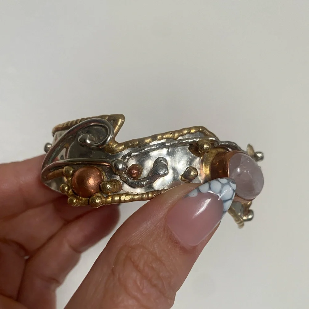 Rose quart Women's cuff Bracelet - Picture 7 of 9